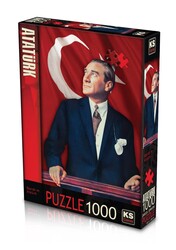 Ks Games 1000 Parça Puzzle Atatürk ve Türk Bayrağı - Thumbnail