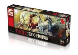 Ks Games 1000 Parça Puzzle Panorama Dream Horses - Thumbnail