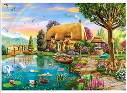 Ks Games 2000 Parça Puzzle Lakesıde Cottage - Thumbnail