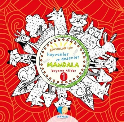 Mor Elma Çocuklar İçin Hayvanlar ve Desenler Mandala Boyama Kitabı 1
