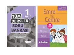 Tudem Yayınları - Tudem 1.Sınıf Tüm Dersler Soru Bankası Emre ile Cemre İlk Okuma Serisi Seti